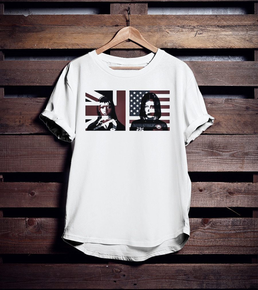 Jorja Smith And Taraji P Henson British And American Flag Portraits T-Shirt
