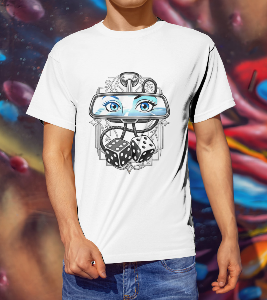Rearview Mirror Eyes And Hanging Dice Car Accessories T-Shirt