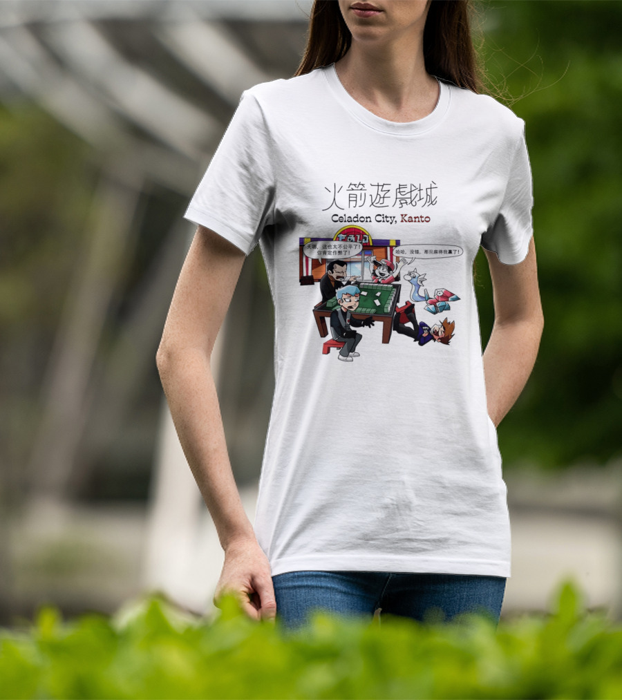 Celadon City Kanto Casino Scene With Iconic Characters T-Shirt