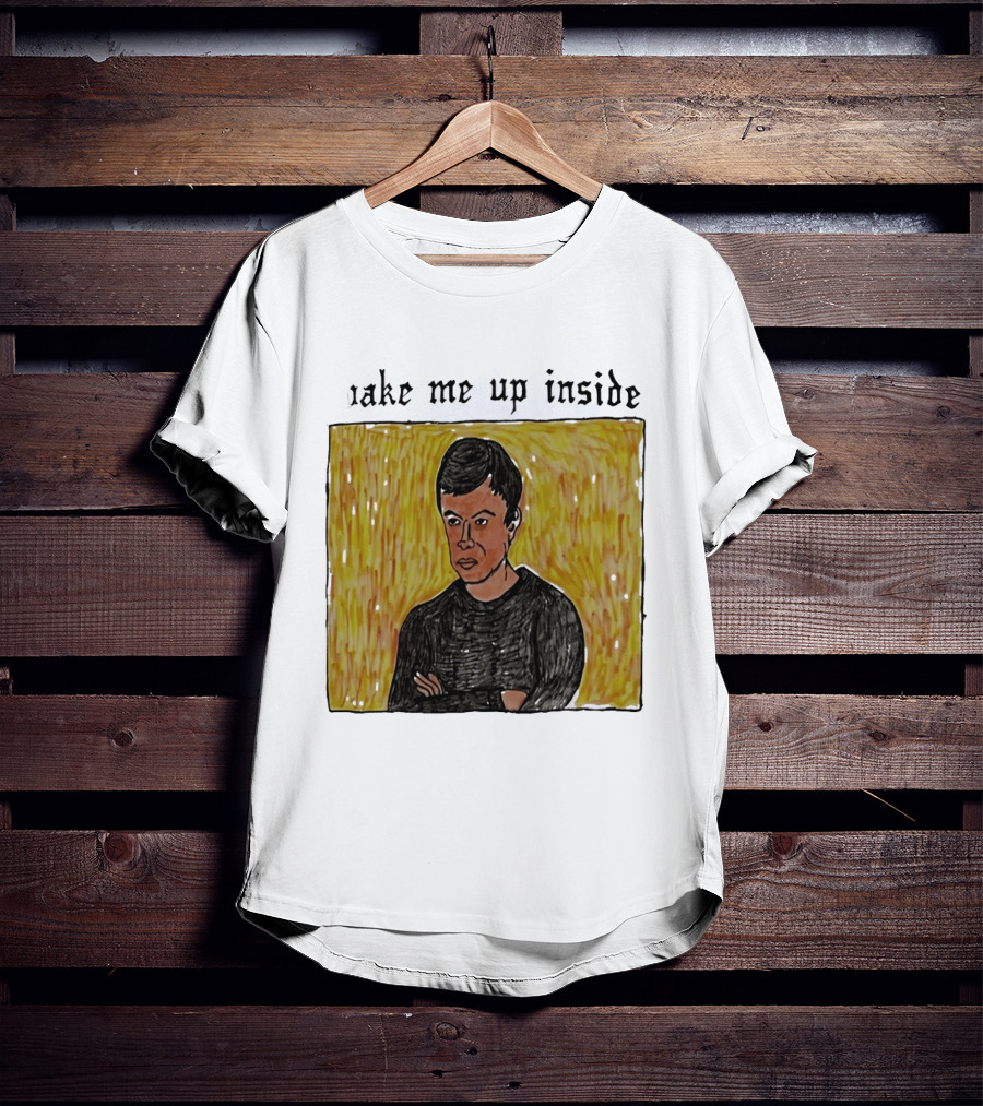 The Rehearsal 2 Wake Me Up Inside Meme Illustration With Contemplative Character On Yellow T-Shirt