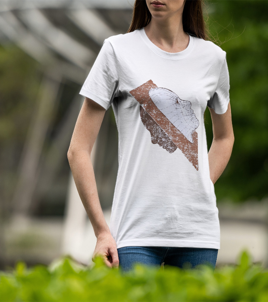 Wireframe Human Profile Collage Abstract Geometric Face T-Shirt
