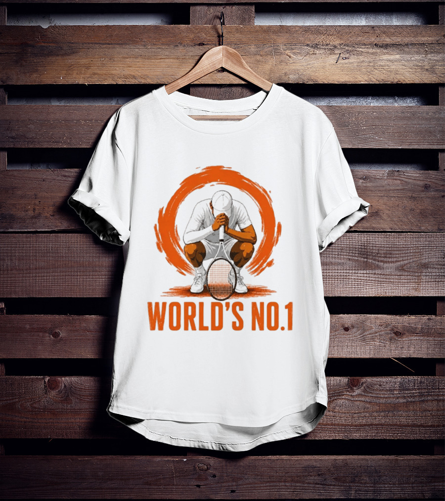 World's No. 1 Tennis Player Kneeling With Racket In Orange Circle T-Shirt