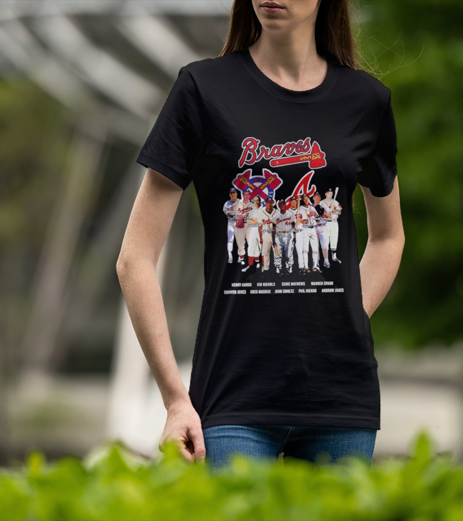 Atlanta Braves Legends Aaron Nichols Mathews Spahn Jones Maddux Smoltz Niekro T-Shirt