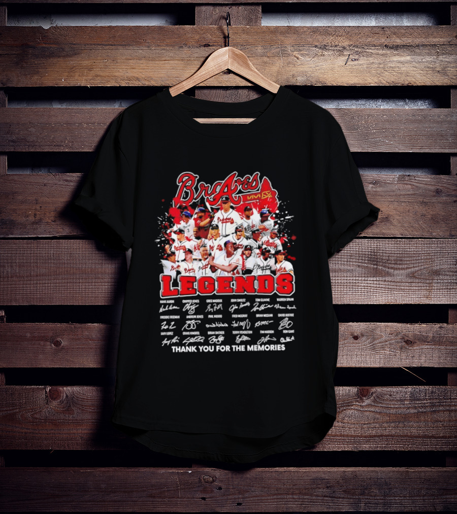 Braves Legends Thank You For The Memories Signatures Collage T-Shirt