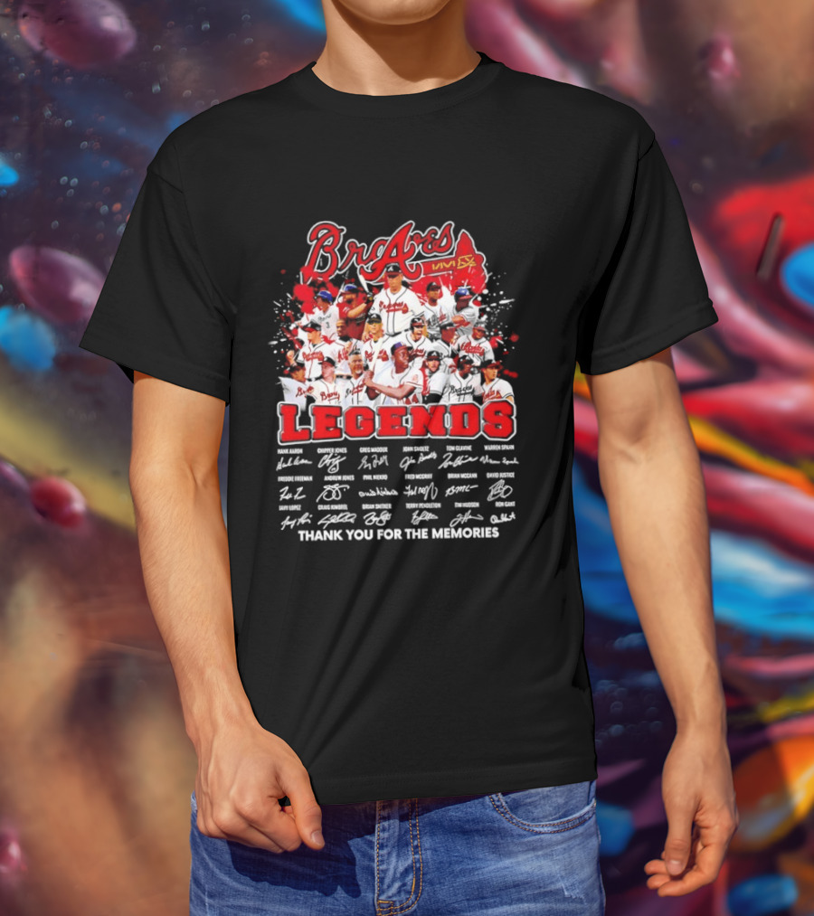 Braves Legends Thank You For The Memories Signatures Collage T-Shirt