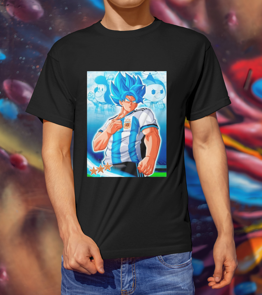 Super Saiyan Goku Dragon Ball Argentina AFA Jersey Victory Stars T-Shirt