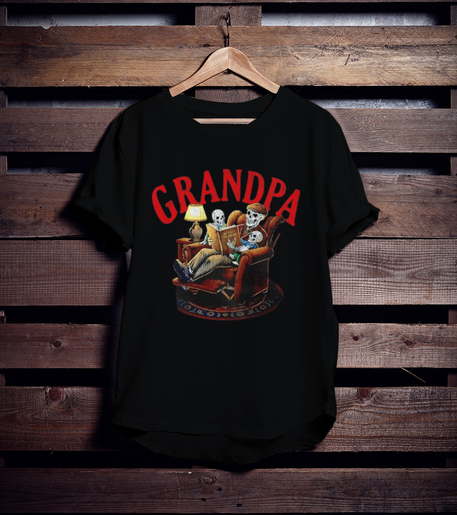 Grandpa Skeleton Reading Adventure With Kids T-Shirt