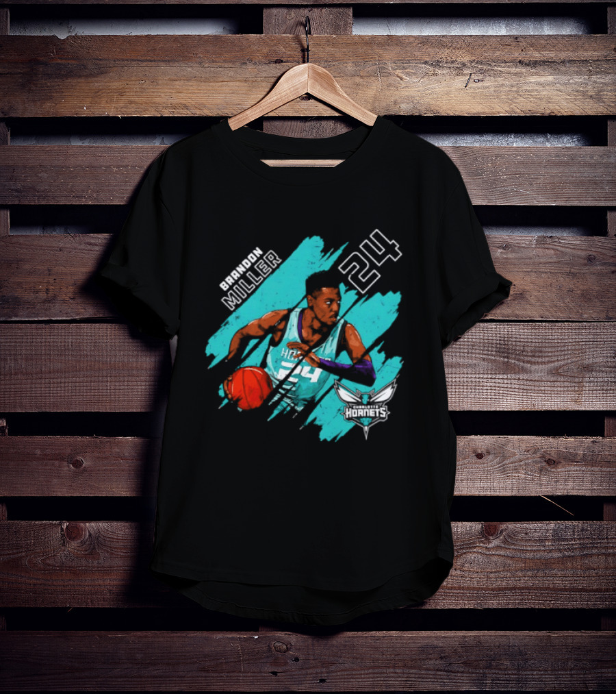 Brandon Miller 24 Charlotte Hornets Basketball Stripes T-Shirt