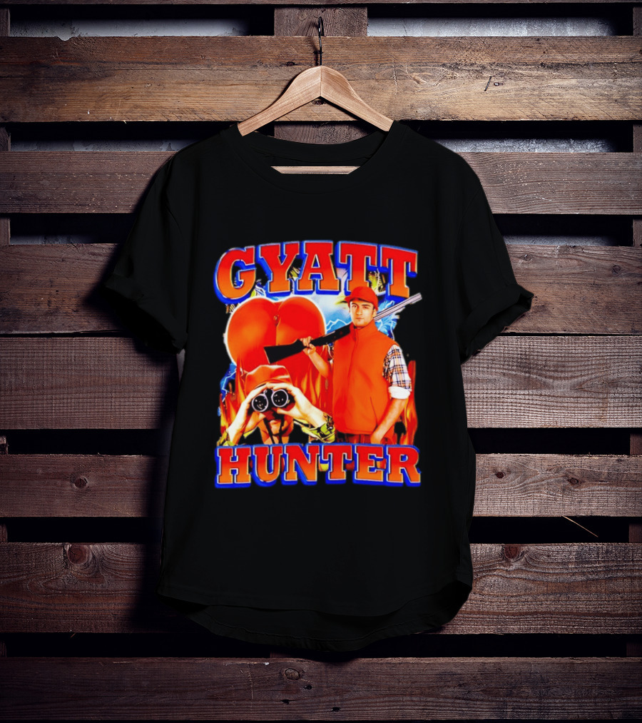 Gyatt Hunter Peach Slang With Binoculars And Rifle T-Shirt