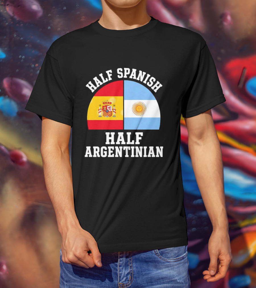 Half Spanish Half Argentinian Flags T-Shirt