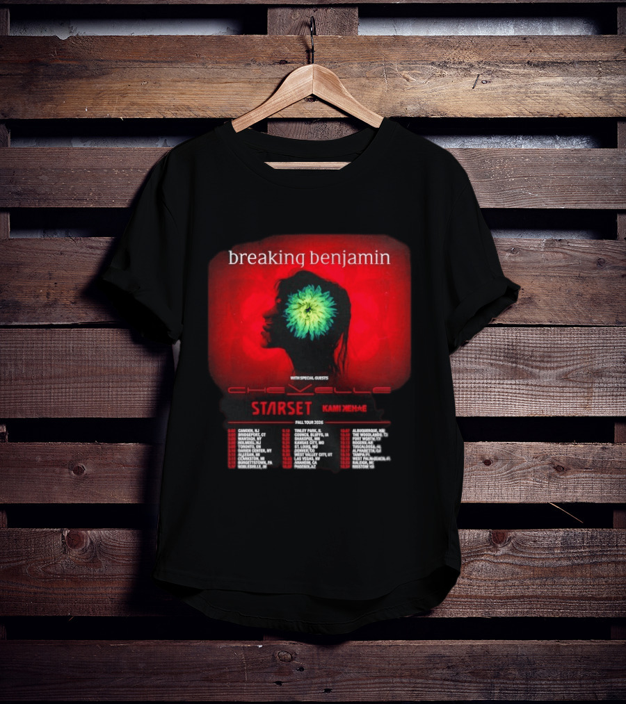 Breaking Benjamin Chevelle Starset Kami Kehe Fall Tour 2026 Dates And Locations T-Shirt