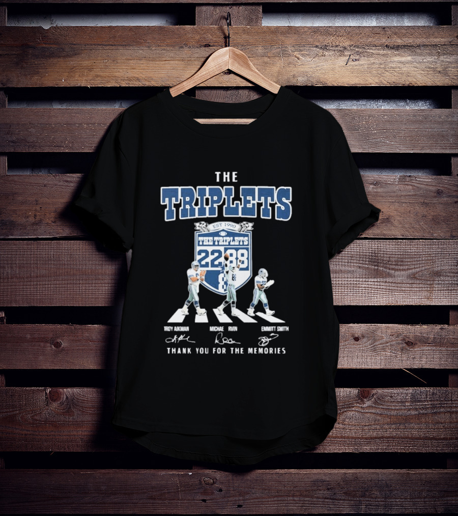 Dallas Cowboys The Triplets 22 88 Thank You For The Memories Signatures T-Shirt