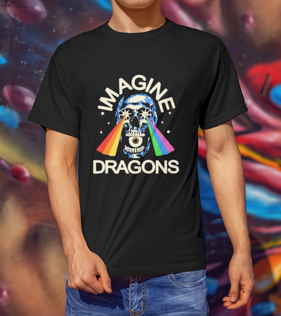 Imagine Dragons Skull Rainbow Eyes Spectrum Vision T-Shirt