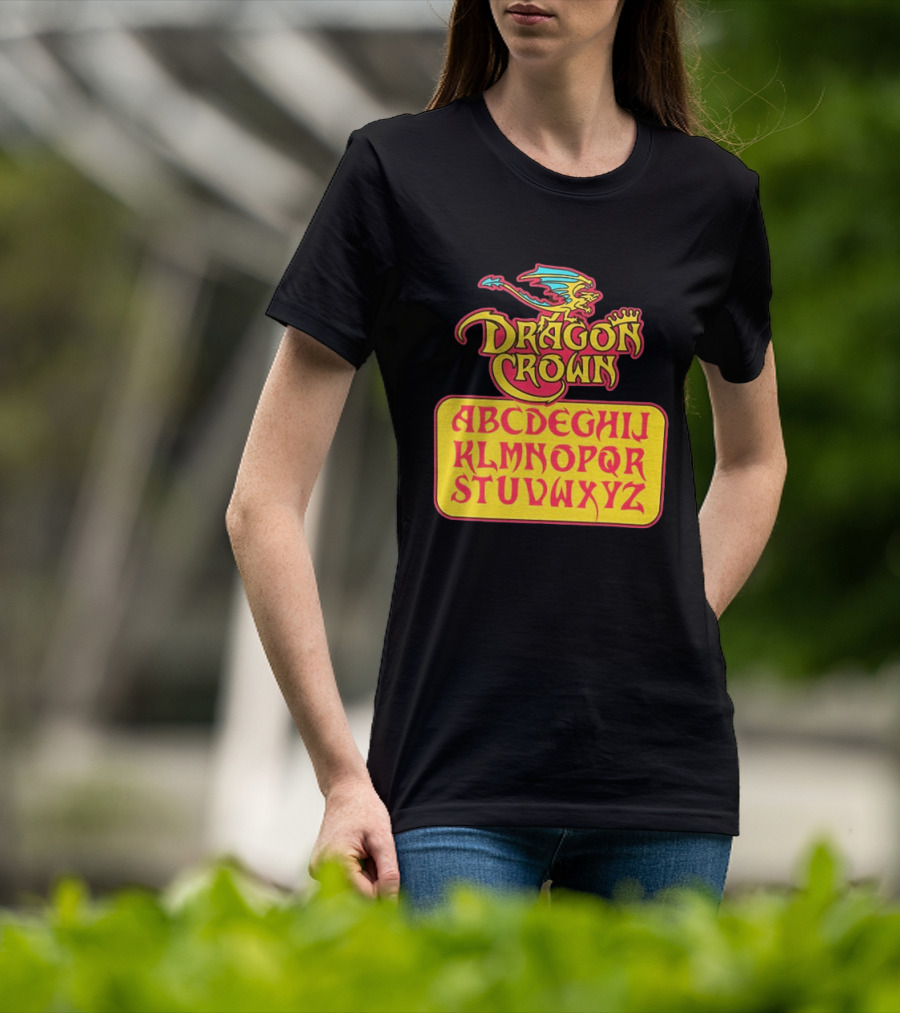 Dragon Crown Alphabet With Colorful Dragon Art And Bold Letters T-Shirt