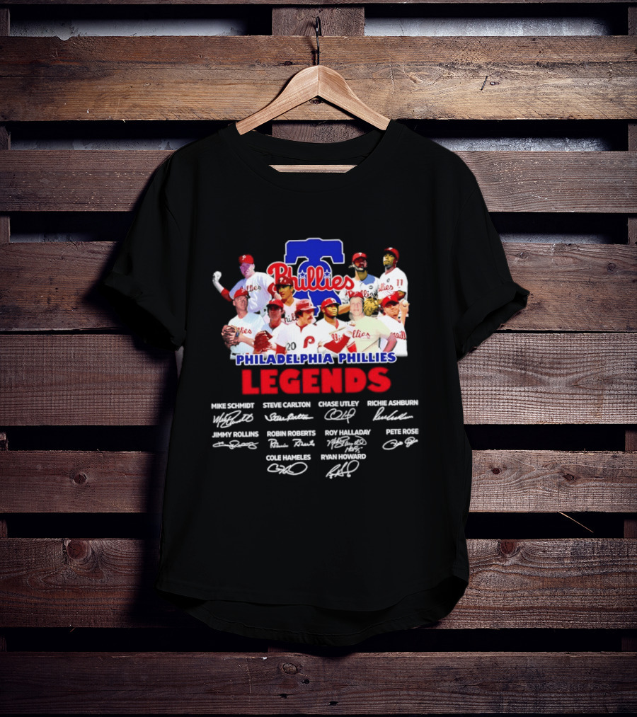 Philadelphia Phillies Legends Collage Team Signatures T-Shirt