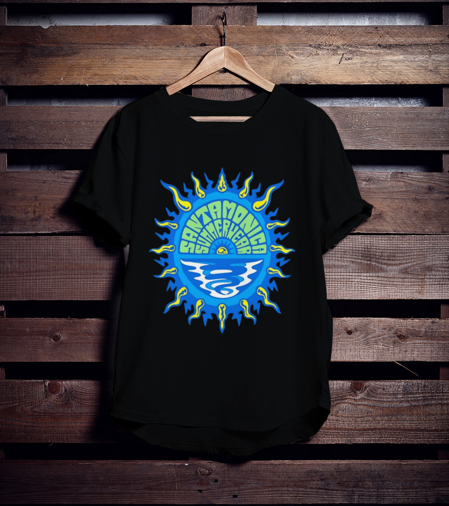 Santa Monica Summerwear Sun And Ocean Beach Radiant Waves T-Shirt