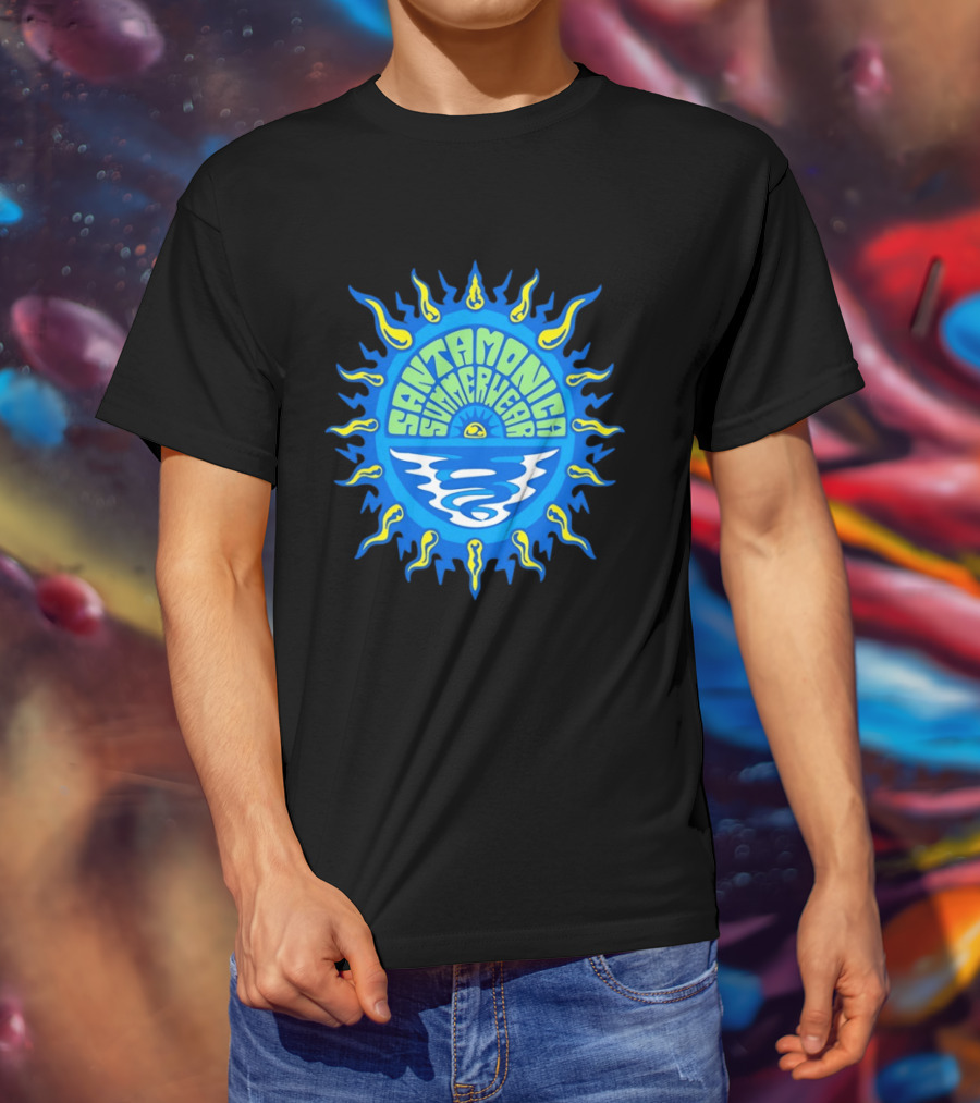 Santa Monica Summerwear Sun And Ocean Beach Radiant Waves T-Shirt