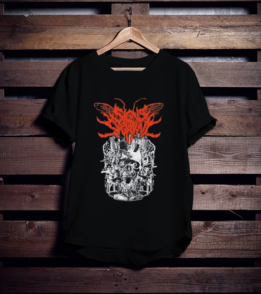 Signs Of The Swarm Skull Deathcore Metal Album Cover T-Shirt