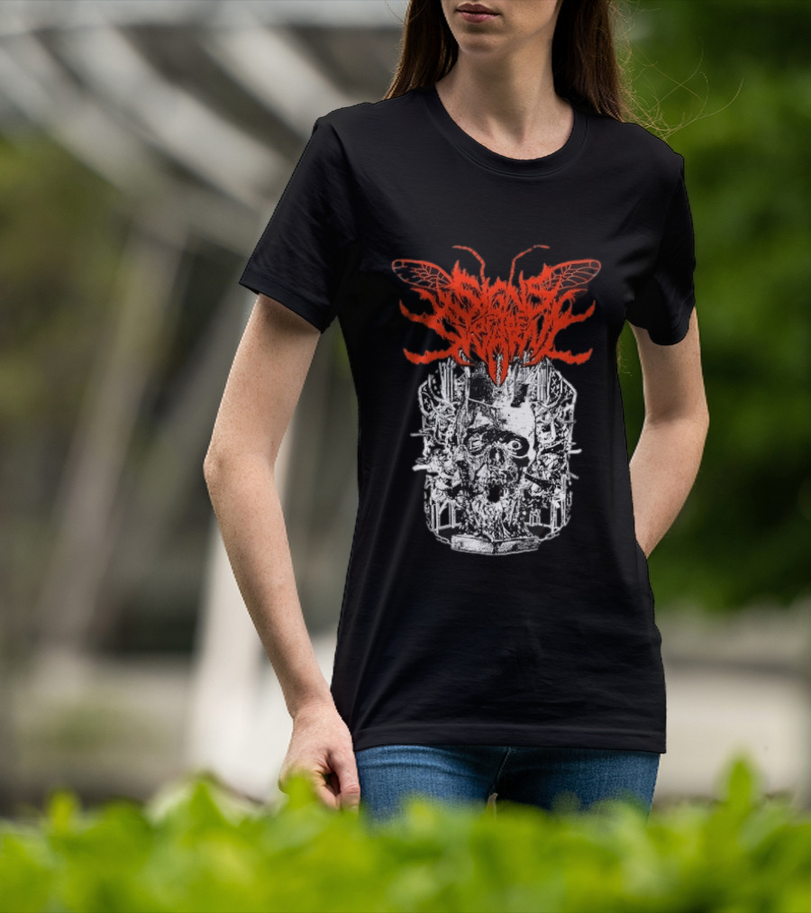 Signs Of The Swarm Skull Deathcore Metal Album Cover T-Shirt