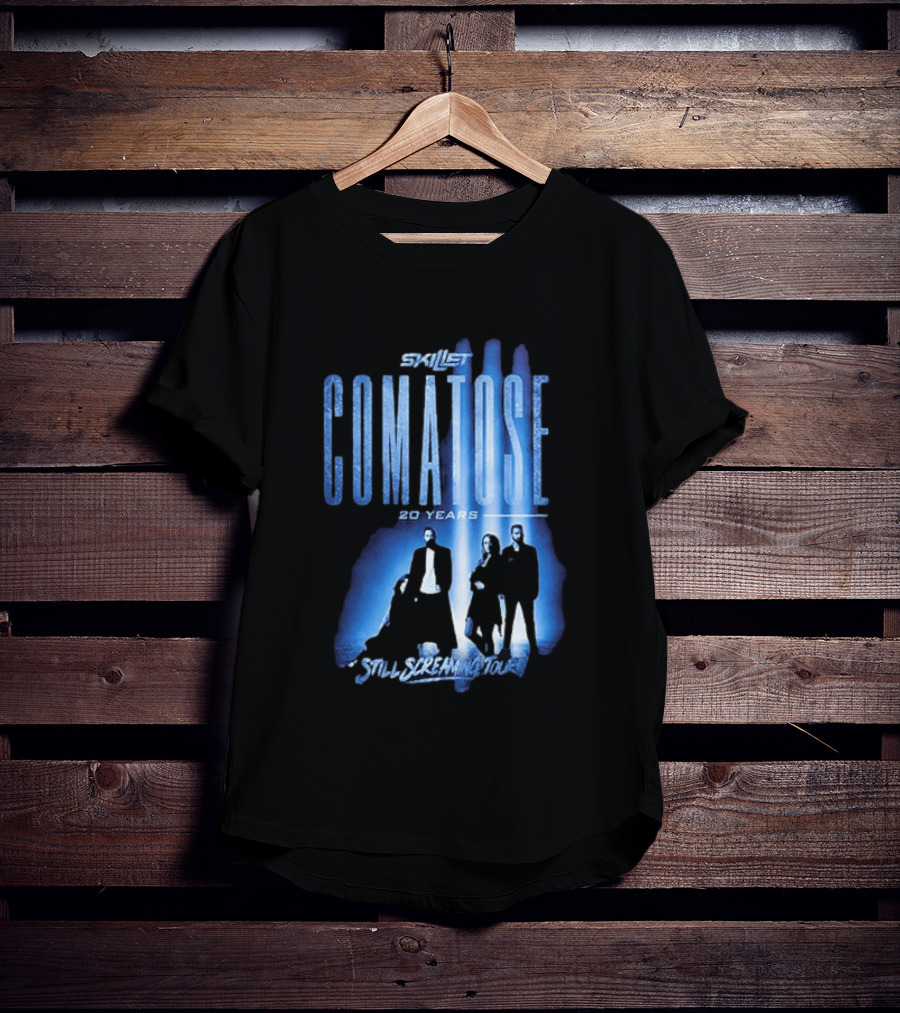 Skillet Comatose 20 Years Still Screaming Tour 2026 Band Silhouette Blue T-Shirt