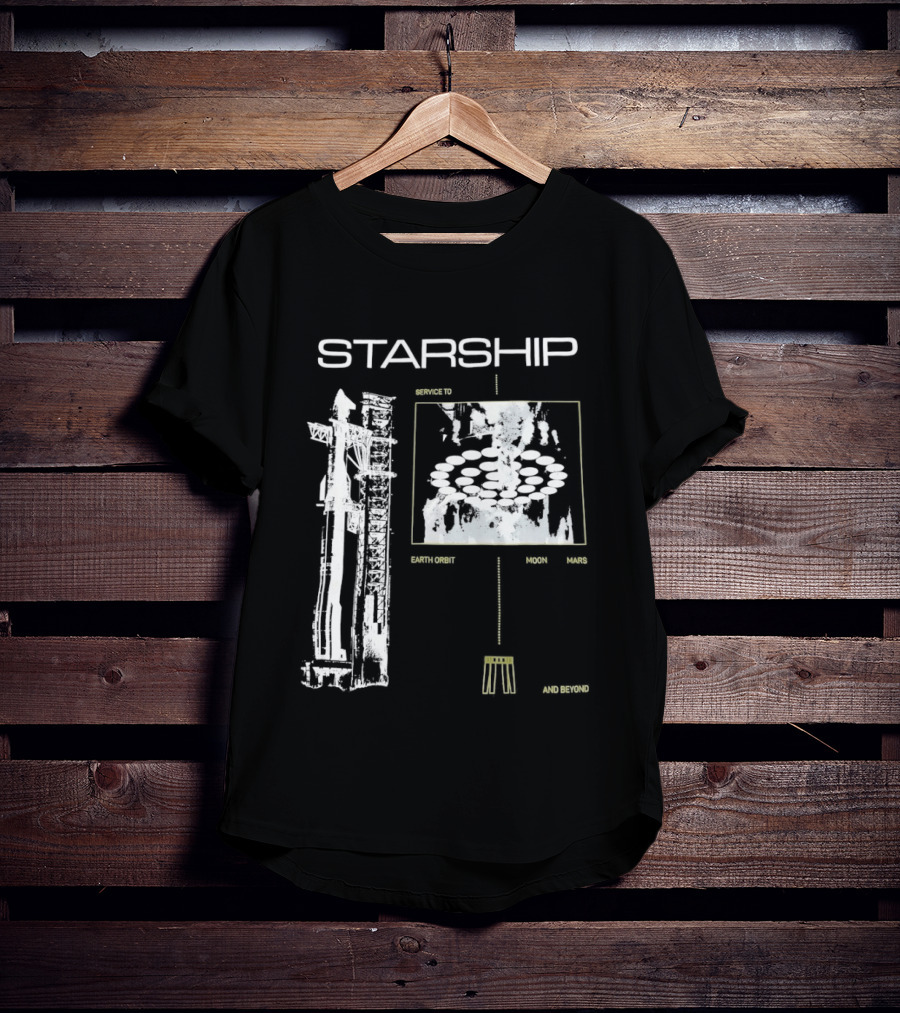 Starship Service Earth Orbit Moon Mars Beyond T-Shirt
