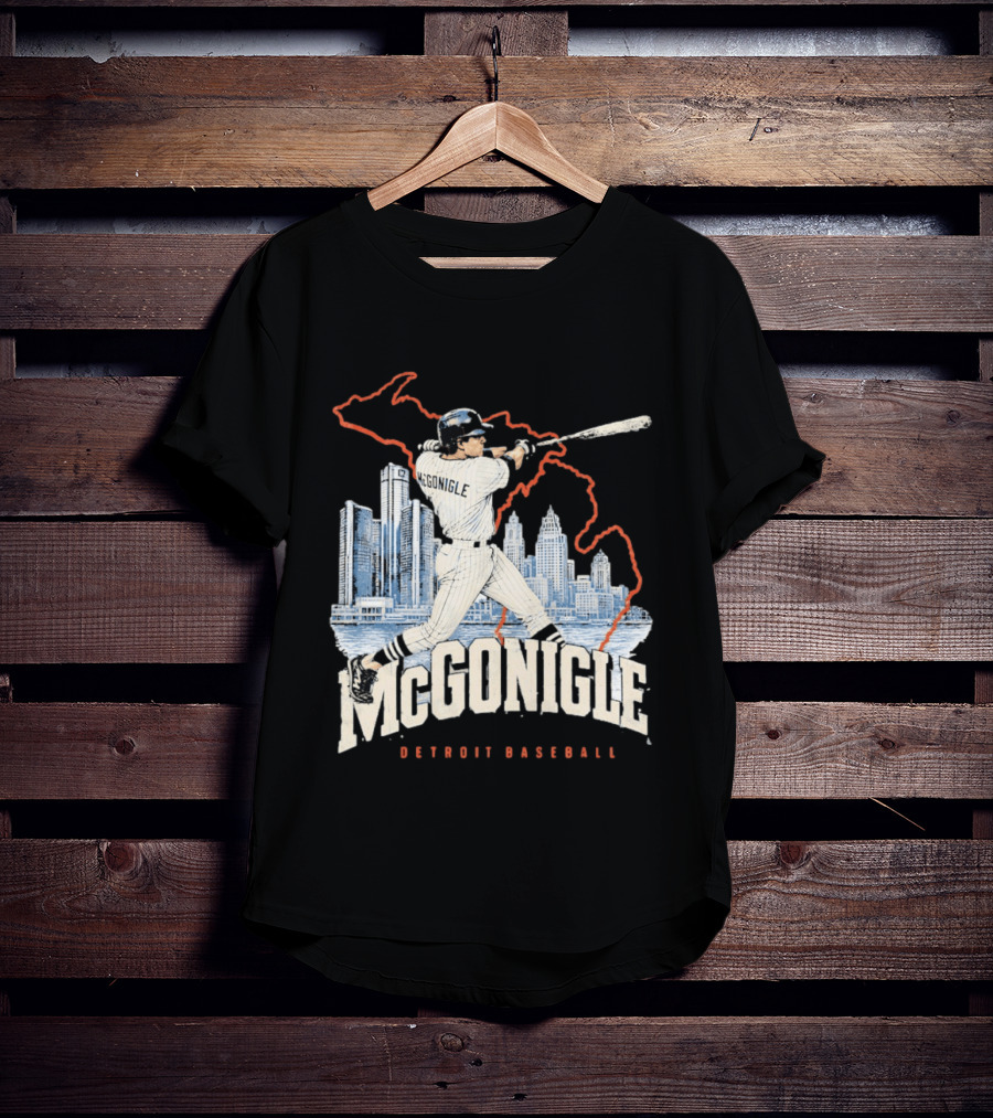 McGonigle Detroit Baseball Vintage Player Retro Skyline T-Shirt
