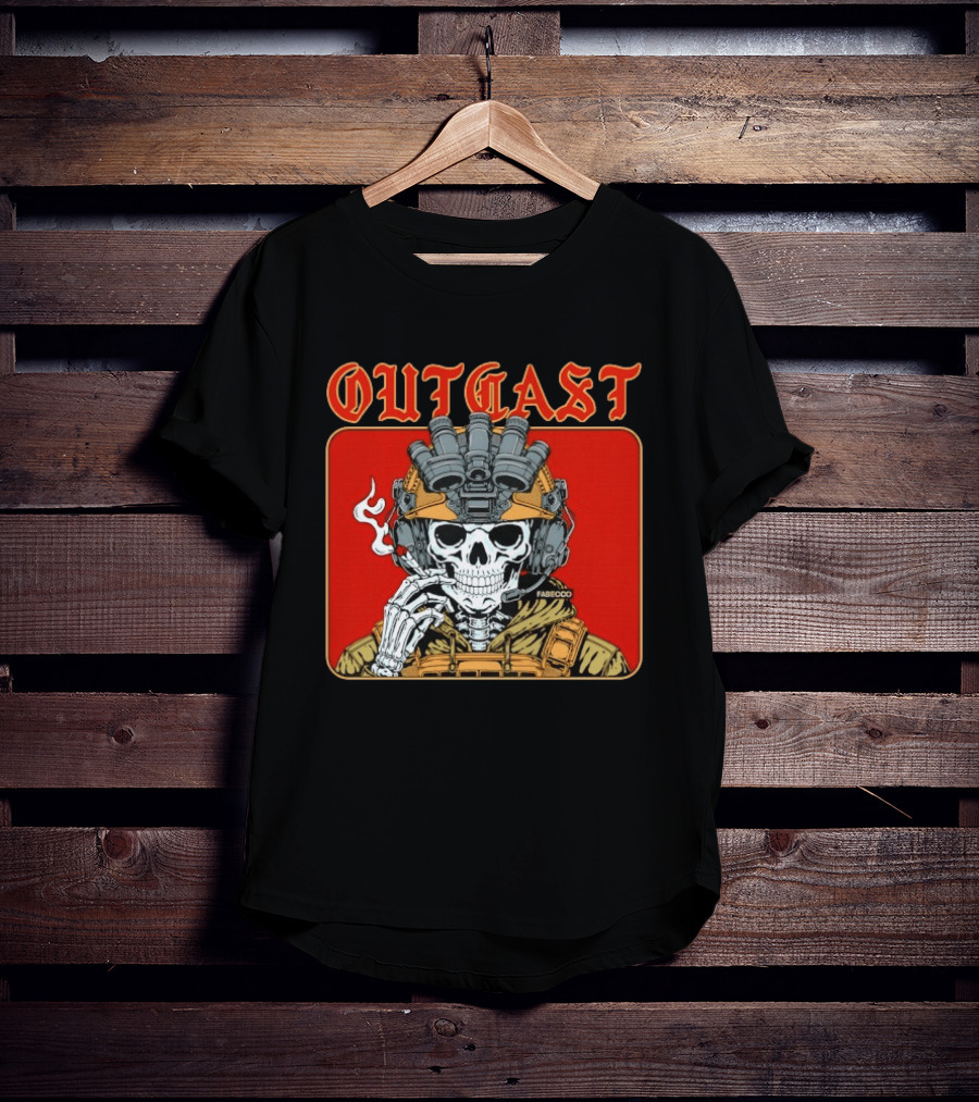OUTGAST Skull Smoking With Night Vision Goggles FABECOO T-Shirt