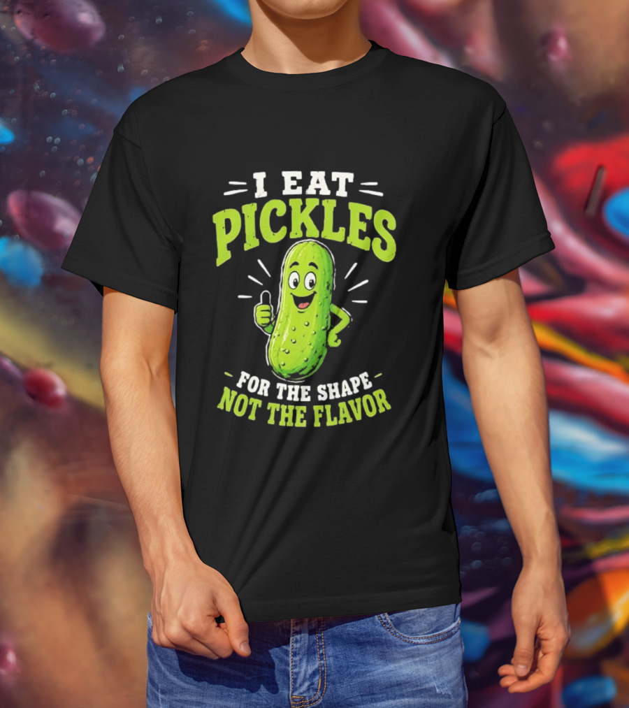 I Eat Pickles For The Shape Not The Flavor Thumb Up Cartoon T-Shirt