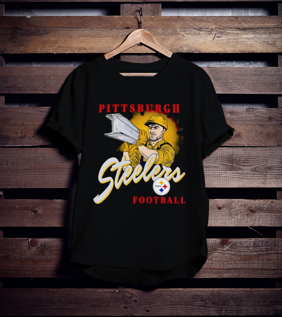 Pittsburgh Steelers Football Worker Steel Beam Icon With Team T-Shirt