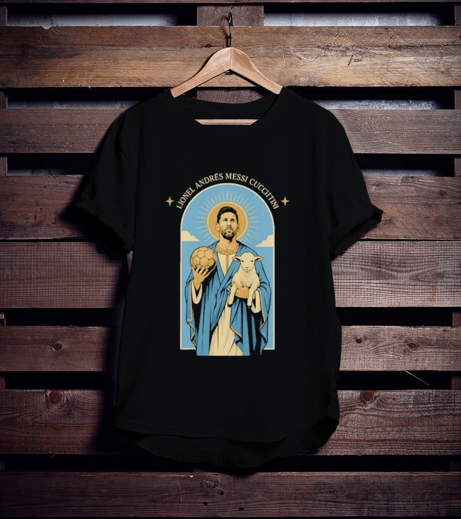 In GOAT We Trust Lionel Andrés Messi Cuccittini Golden Ball Lamb T-Shirt