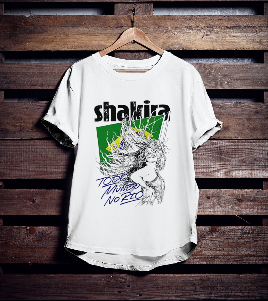 Shakira Todo Mundo No Rio Brazil Flag T-Shirt