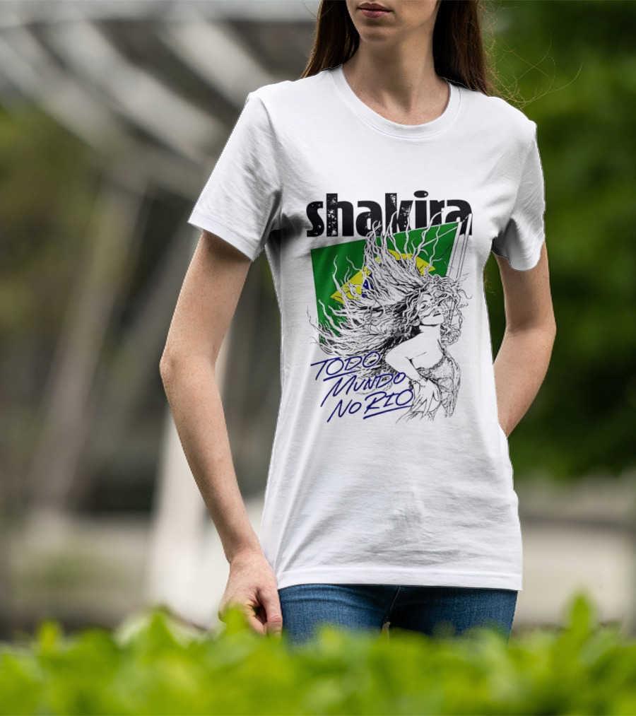 Shakira Todo Mundo No Rio Brazil Flag T-Shirt