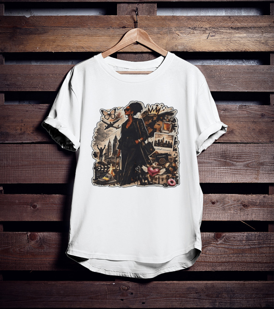 Stylish Woman Traveling With Passport Perfect Moments World Adventure T-Shirt