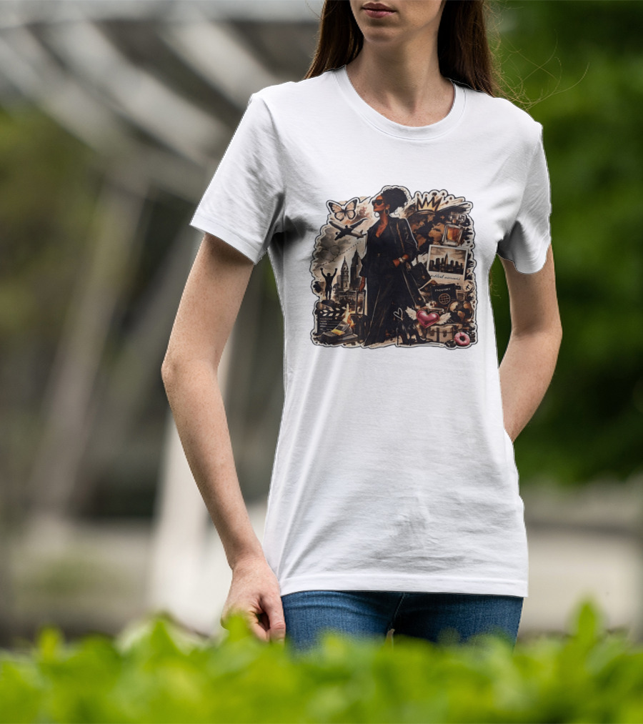 Stylish Woman Traveling With Passport Perfect Moments World Adventure T-Shirt