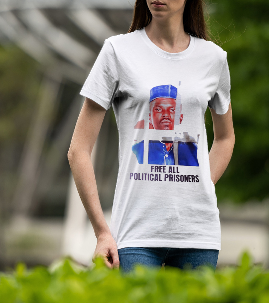 Free All Political Prisoners Protest Activism Painting Blue Beret T-Shirt