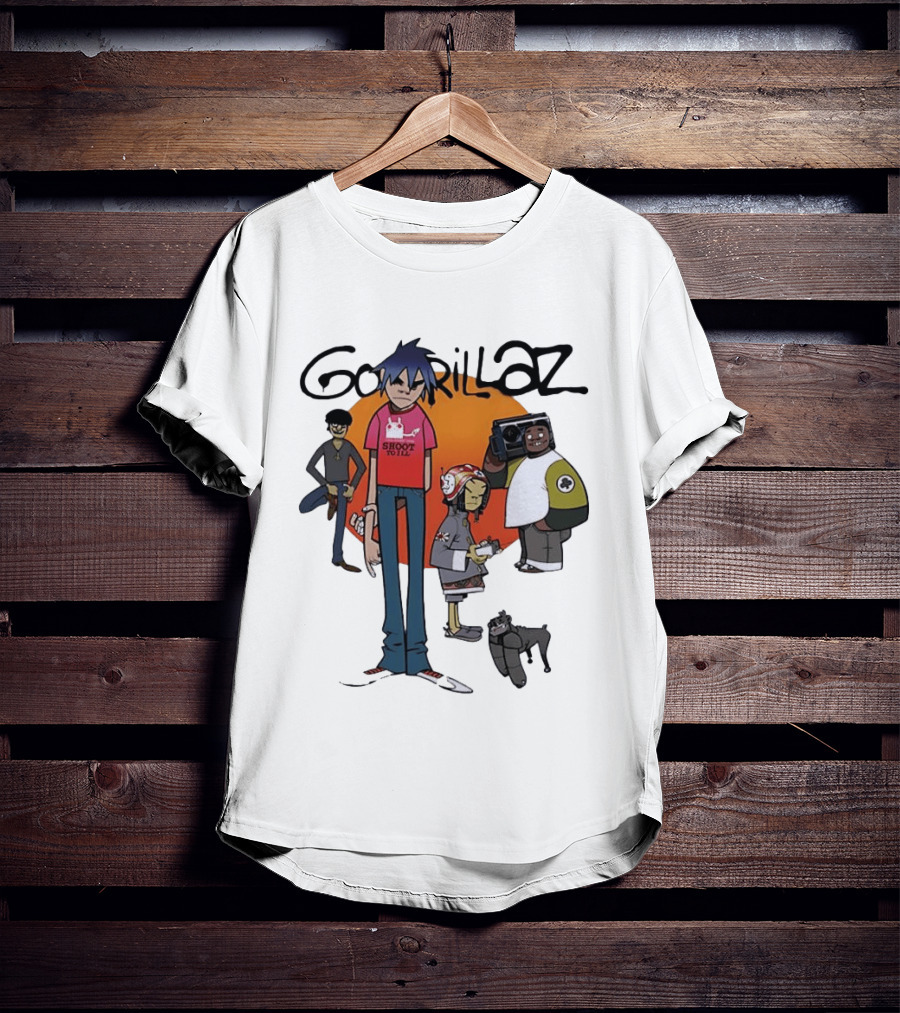 Gorillaz Cartoon Characters Shoot To Ill Group T-Shirt