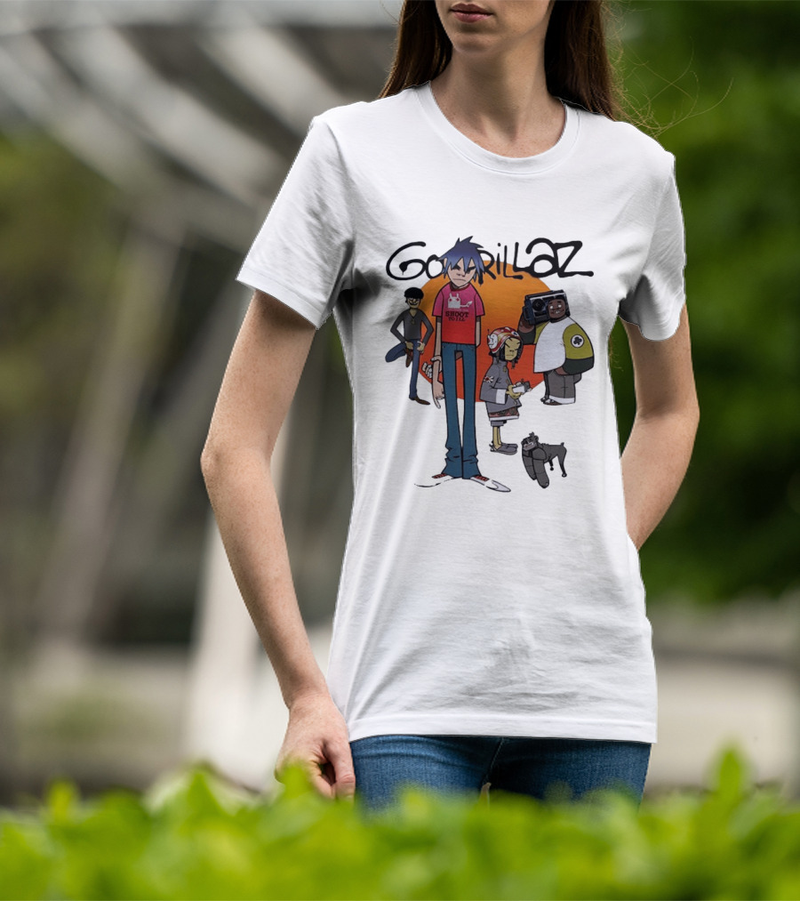 Gorillaz Cartoon Characters Shoot To Ill Group T-Shirt