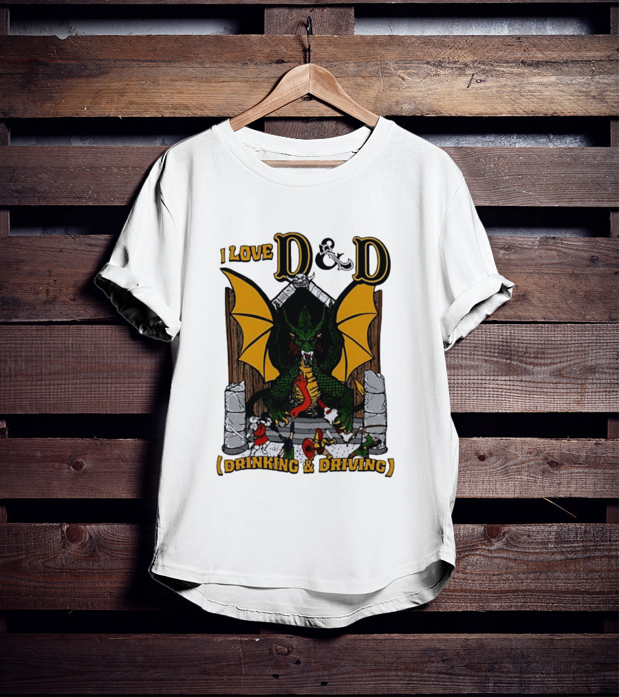 I Love D&D Drinking And Driving Dungeons And Dragons Dragon Fantasy Adventure T-Shirt