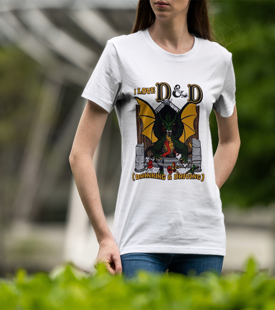 I Love D&D Drinking And Driving Dungeons And Dragons Dragon Fantasy Adventure T-Shirt