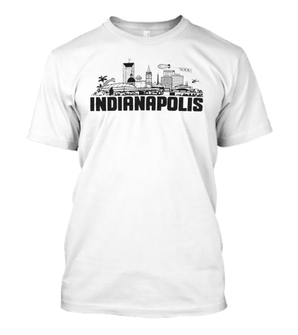 Indianapolis Skyline Cityscape With Indiana T-Shirt