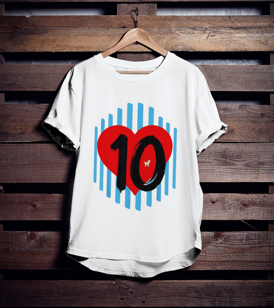 Messi Heart 10 Goat Greatest Of All Time T-Shirt
