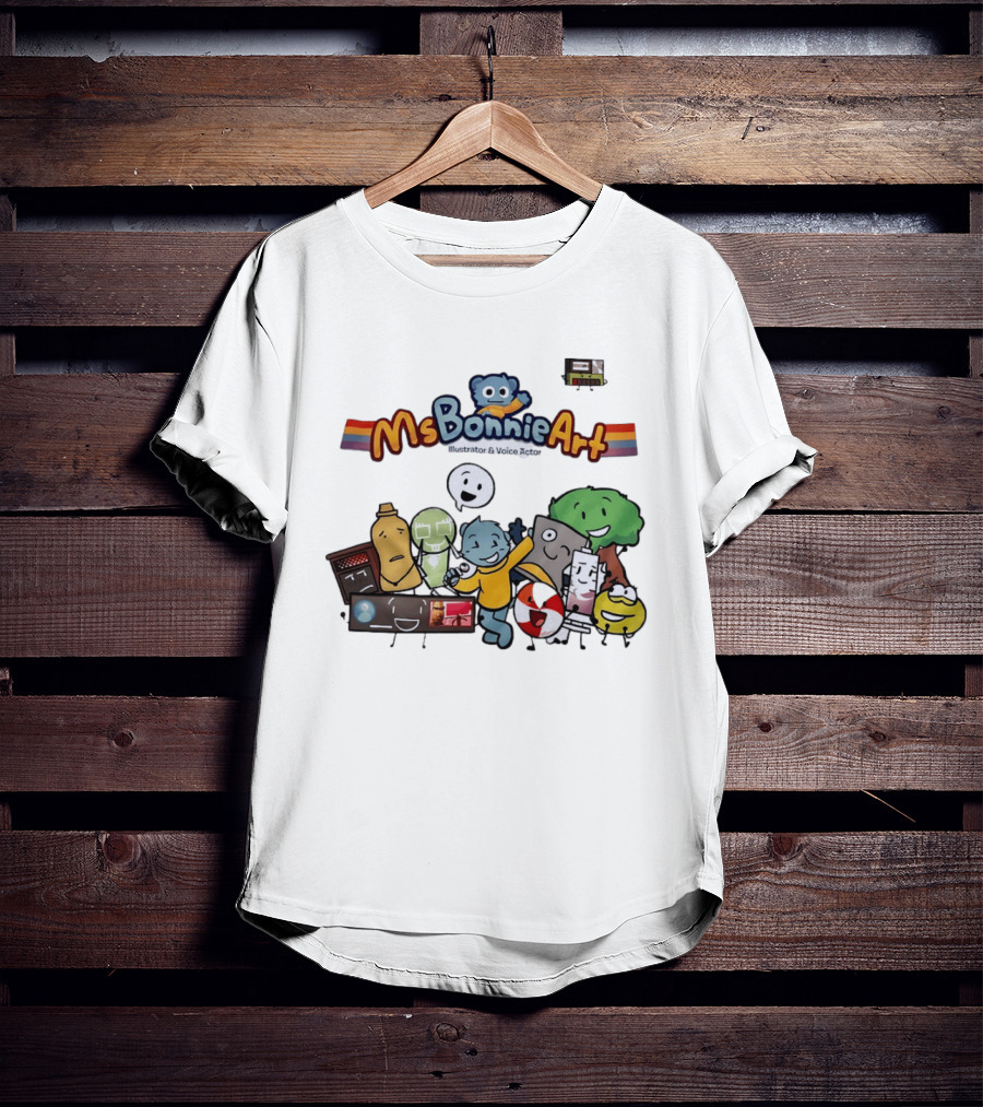 MsBonnieArt Animated Characters And Objects With Bear And Rainbow Accents T-Shirt
