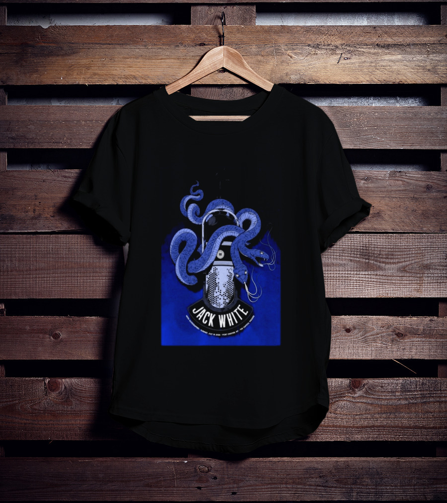 Jack White Tour Port Chester NY Jul 19 2026 Blue Snake Microphone T-Shirt