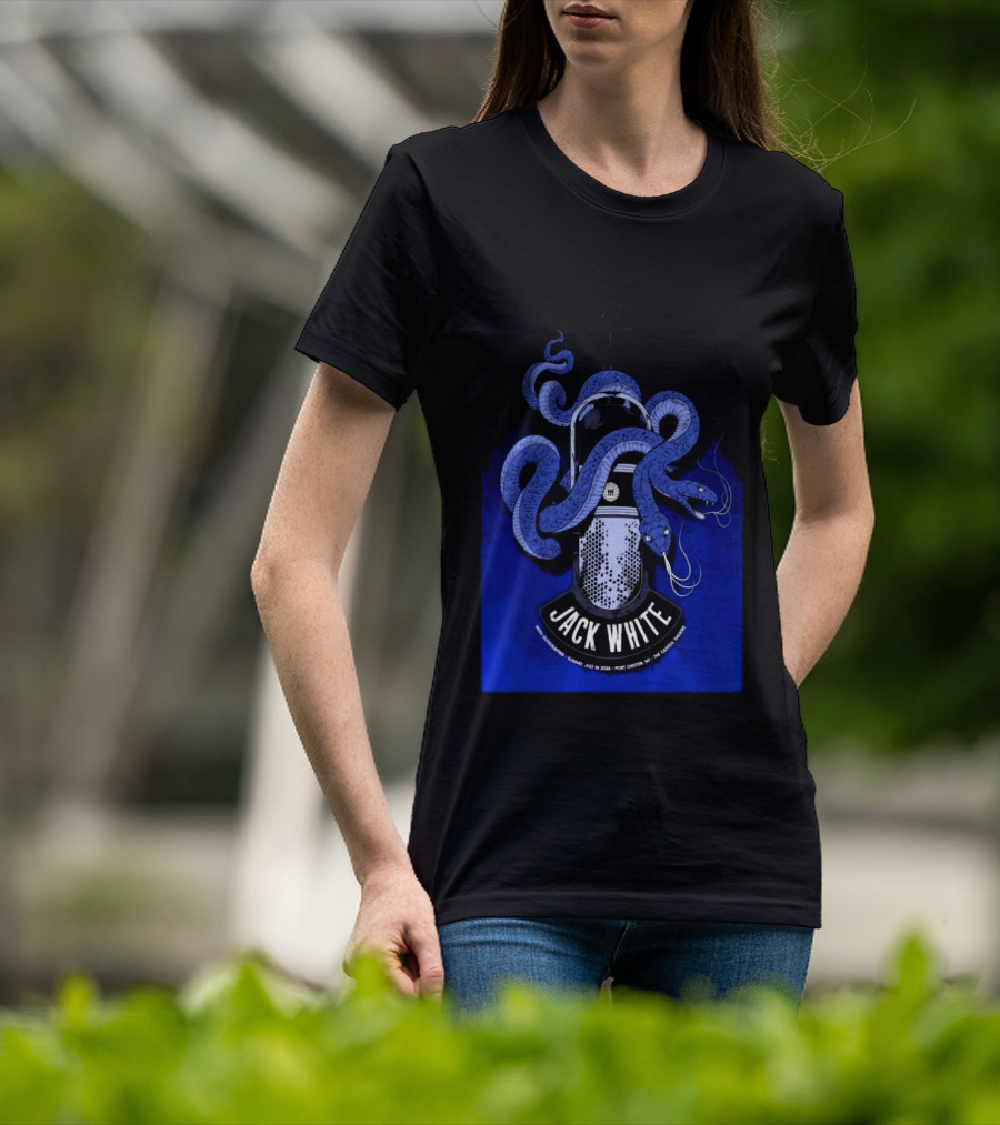 Jack White Tour Port Chester NY Jul 19 2026 Blue Snake Microphone T-Shirt