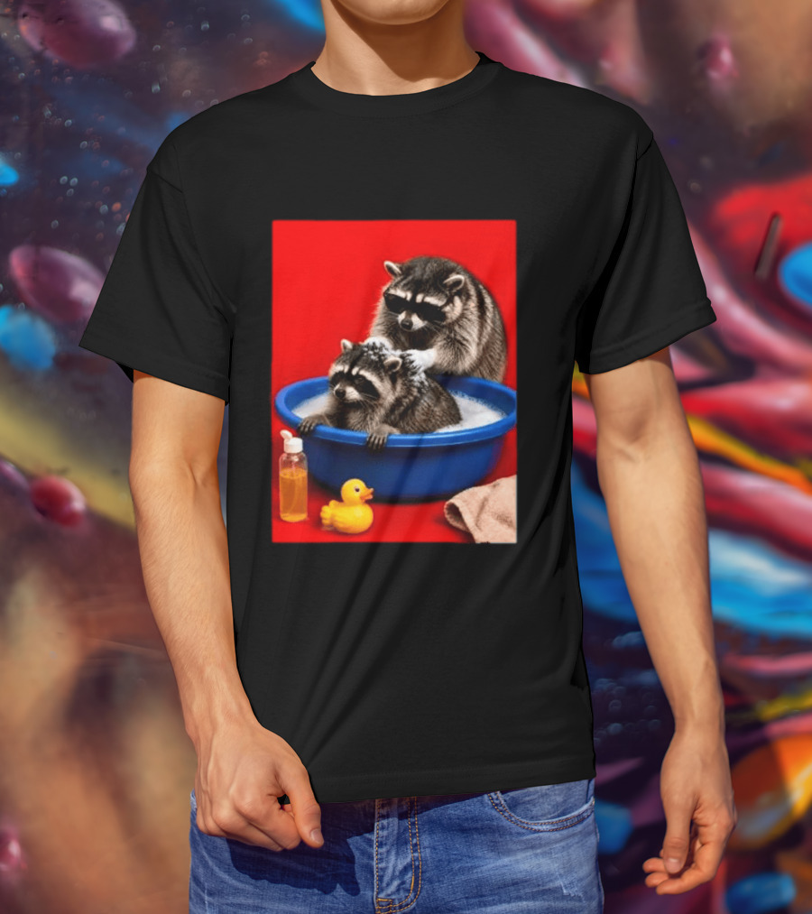 Jimothy Raccoon Viral Trash Panda Bubble Bath Glasses T-Shirt