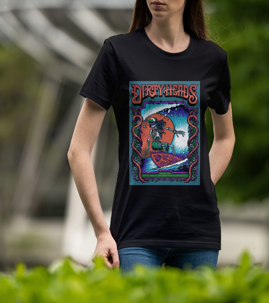Dirty Heads Skeleton Surfing July 18 2026 Ocean Casino Resort Atlantic City NJ T-Shirt