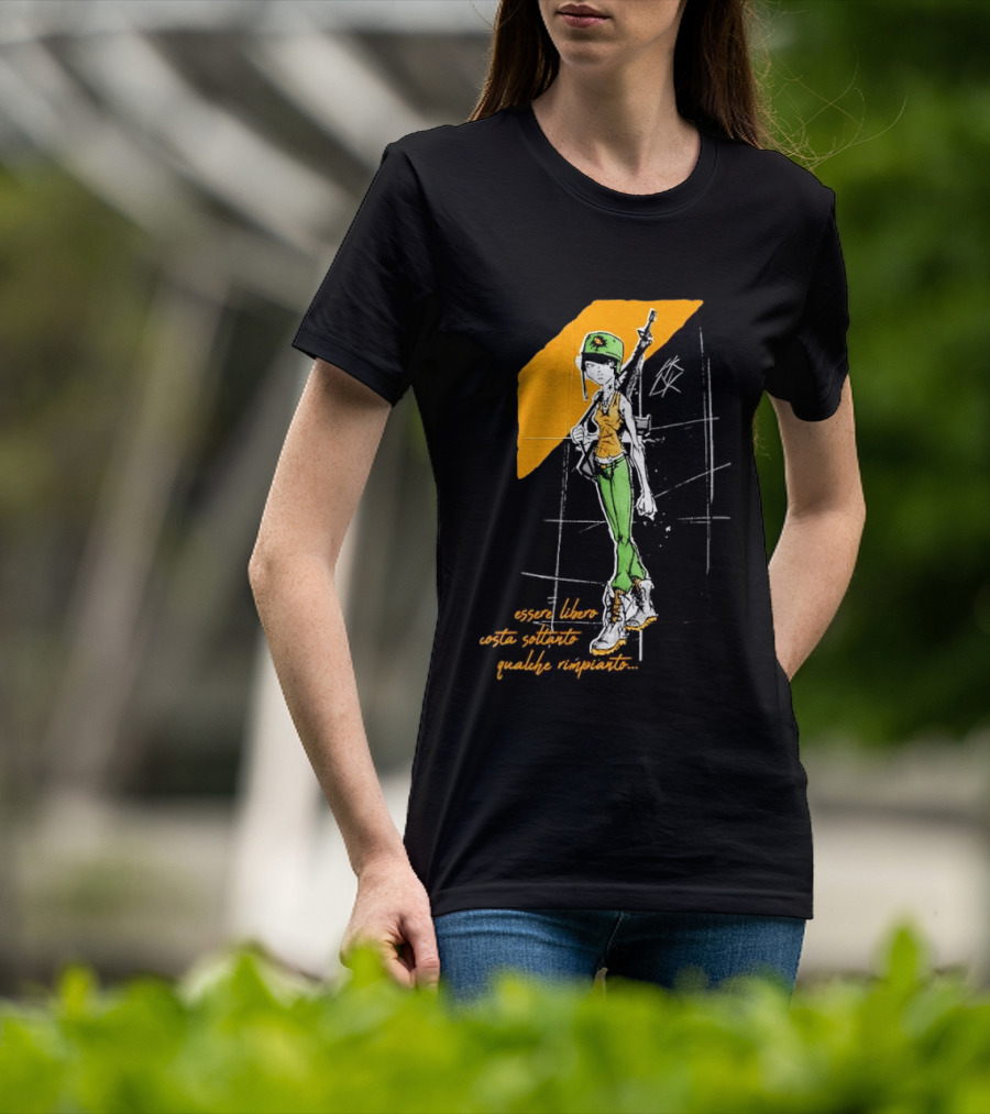 Essere Libero Costa Soltanto Qualche Rimpianto Army Girl With Rifle And Green Hat T-Shirt