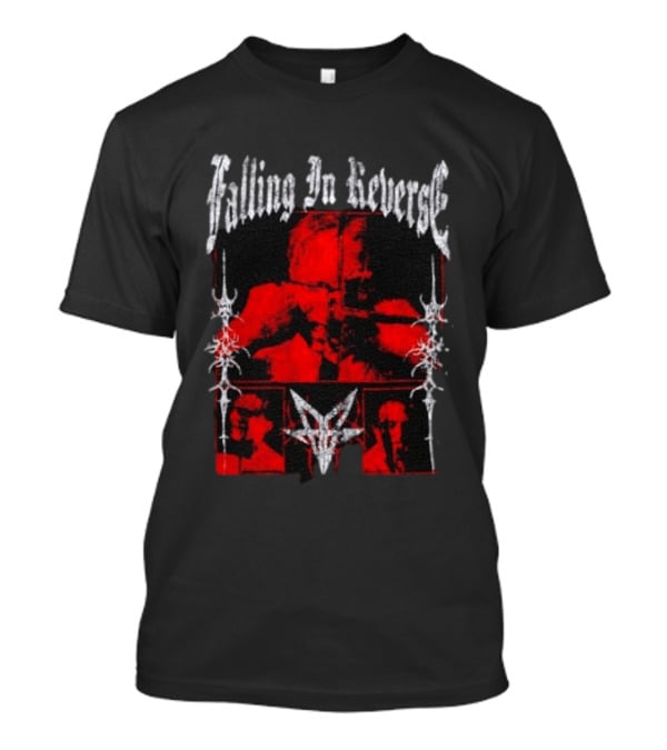 Falling In Reverse Band Distressed Red And Black Gothic T-Shirt