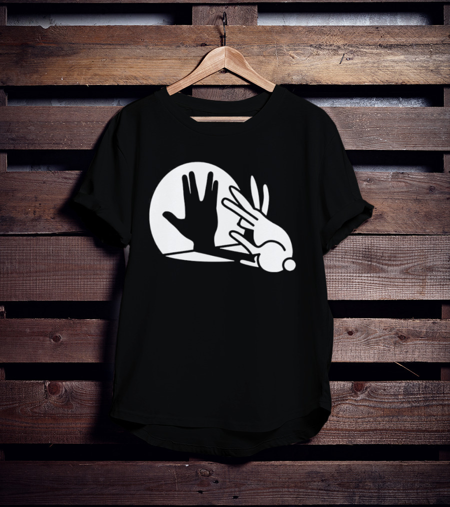 Hand Shadow Bunny Puppet Shadows Playful Gesture T-Shirt