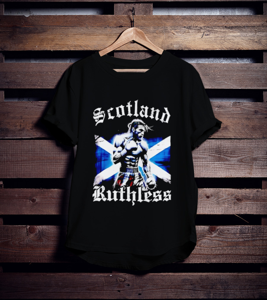 Scotland Ruthless Fighter With Scottish Cross Flag T-Shirt